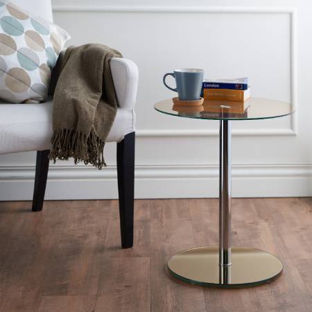 Modern Round Glass Side Table - Simple fashionable gold side table.